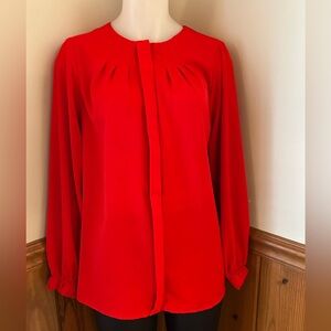 Red women’s blouse sz S, very loose fit blouse, elastic sleeves, sexy, patriotic